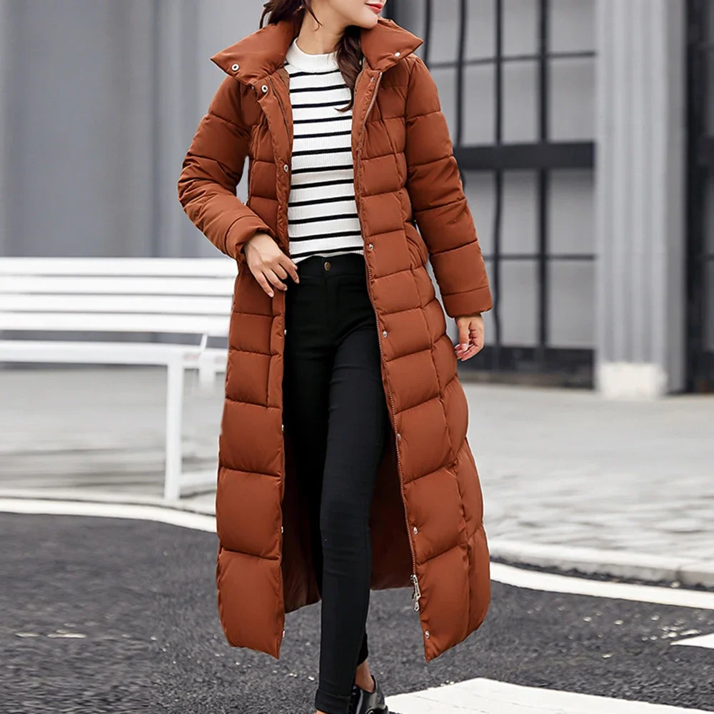 Dames Winter Lange Jas Parkas Slanke Casual Warme Jas Jas Bovenkleding Chaqueta Mujer Veste Femme Capuchon Bontkraag Streetwear