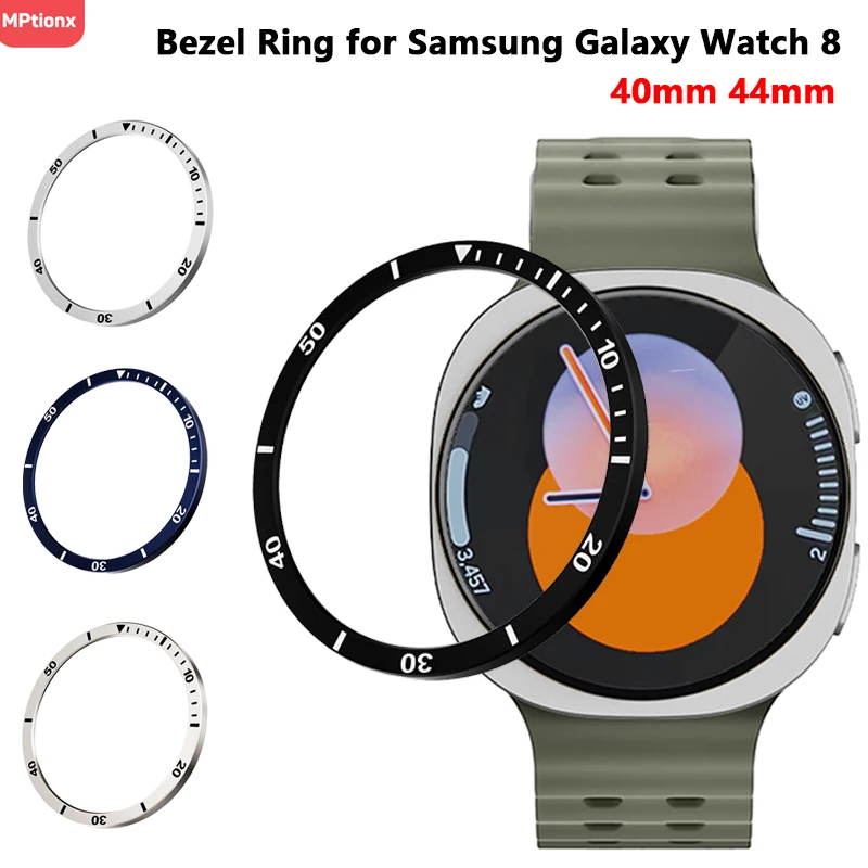 Bezel Ring For Samsung Galaxy Watch 8 40mm 44mm Case Protective Metal Frame Protector Time/Speed Scale Cover Bumper Accessories