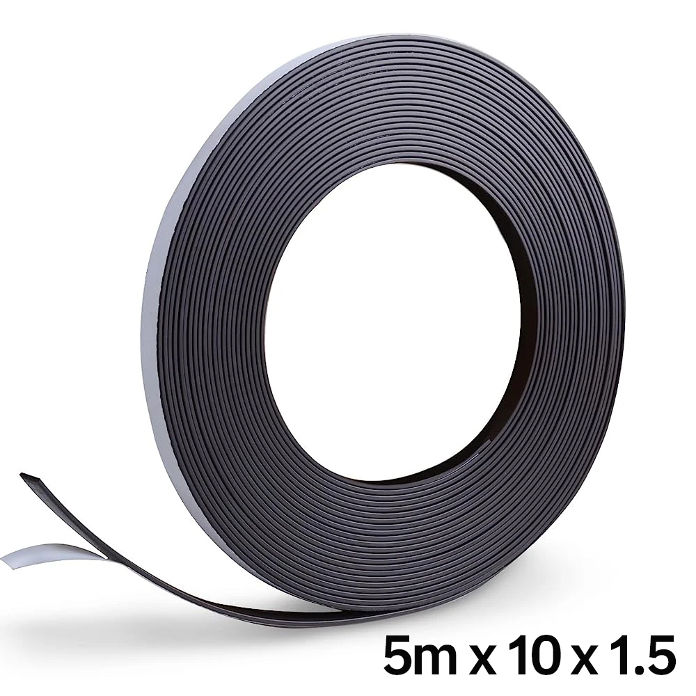 

5 Meter 10x1.5mm Self Adhesive Flexible Magnetic Strip Magnet Tape Rubber Magnet for Crafts Width 10mm Thickness 1.5mm Lenght 5m