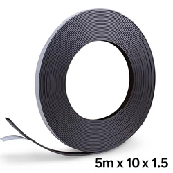 5 Meter 10x1.5mm Self Adhesive Flexible Magnetic Strip Magnet Tape Rubber Magnet for Crafts Width 10mm Thickness 1.5mm Lenght 5m