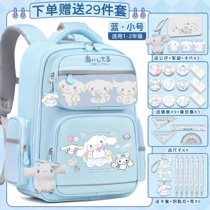 Sanrio-mochila escolar para estudiantes, resistente a las manchas, informal, impermeable, ligera, con hombrera, Cinnamoroll Babycinnamoroll