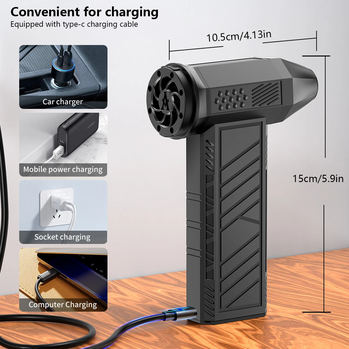 

130000RPM High Speed Blower Turbofan Powerful Handheld Replaceable Nozzle USB Battery Powered Outdoor Camping Fan For Travel