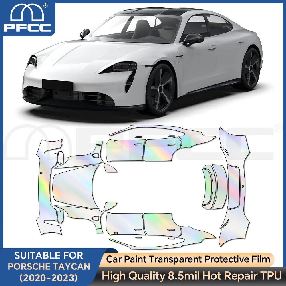 

Предварительно вырезанная защита от краски из ТПУ, 8,5 мил, пленка PPF, прозрачный комплект, наклейка на бюстгальтер, аксессуары, ремонт автомобиля для PORSCHE TAYCAN 2020-2023