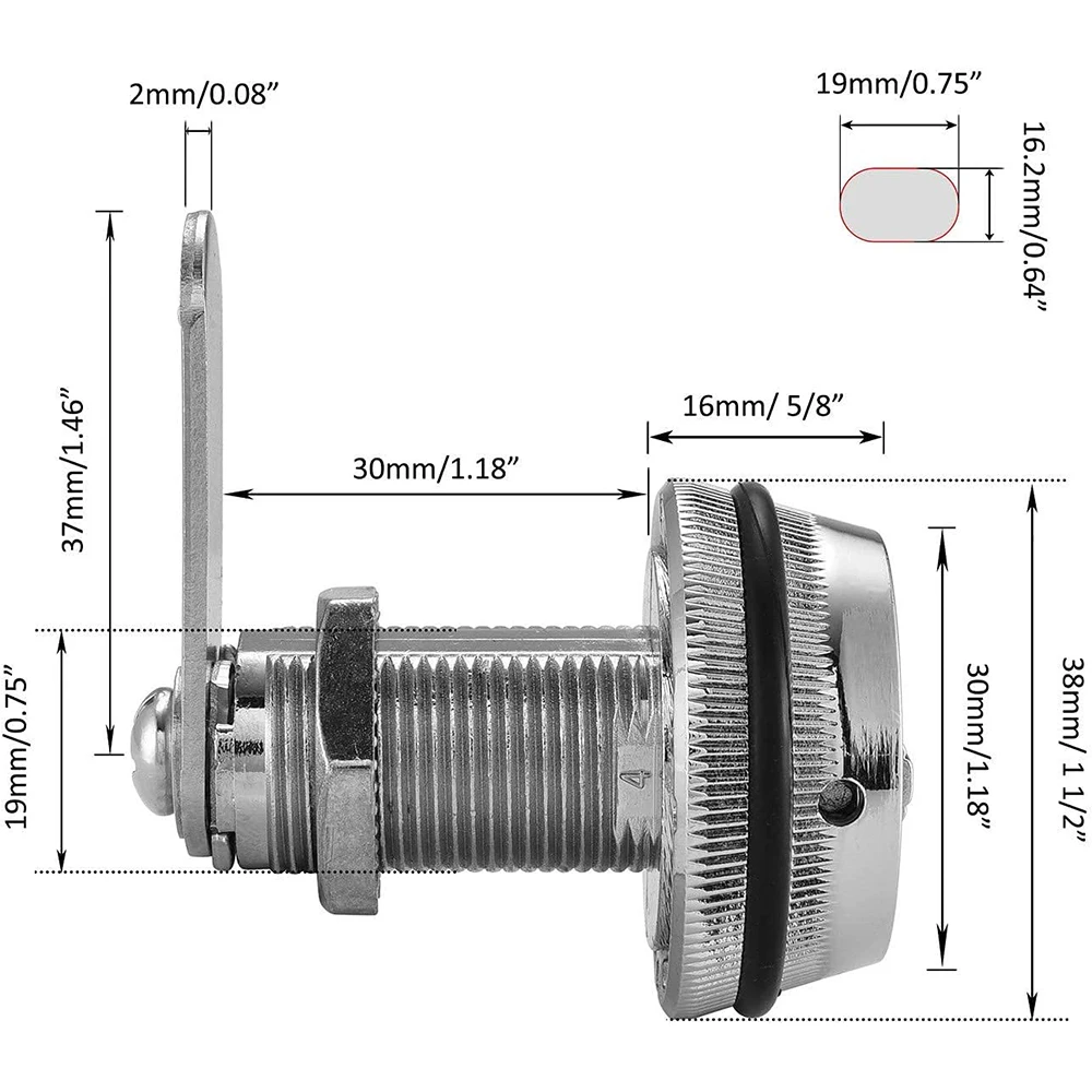 Combination Cabinet Cam Lock, Password Coded Lock, Cylinder Chrome Finish for 0.3-0.9 inch Cabinet Deposit Box Mailbox view 6