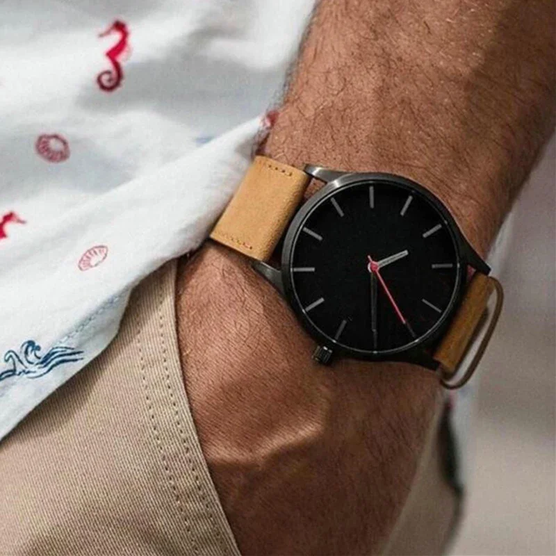 Reloj de pulsera de cuarzo analógico Simple para hombre, caja de Metal a la moda, relojes para hombre, cinturón de cuero, reloj informal de negocios para hombre, relojes Masculino