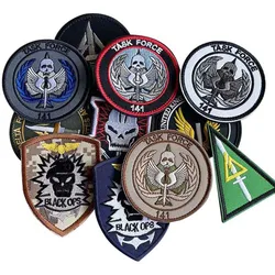 8.5CM/Task Force 141,Ghost Call Of Duty Black OPS Emblem Embroidery Applique Tactical Patch Armband Badge,Hook And Loop Patch