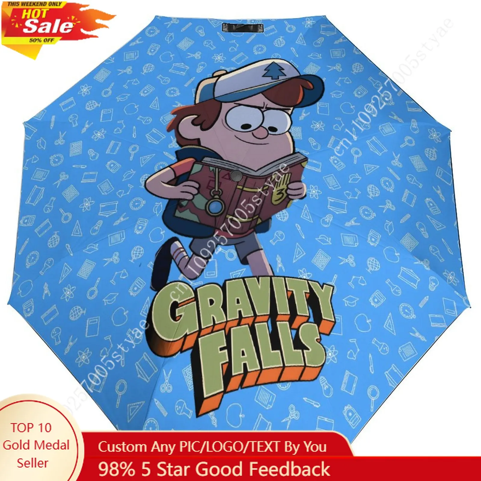 

Dipper Pines Umbrella Disney Cartoon 3 Fold Auto Suitable Both Sunny Rainy Days Decoration Gifts Custom Umbrella Cosplay