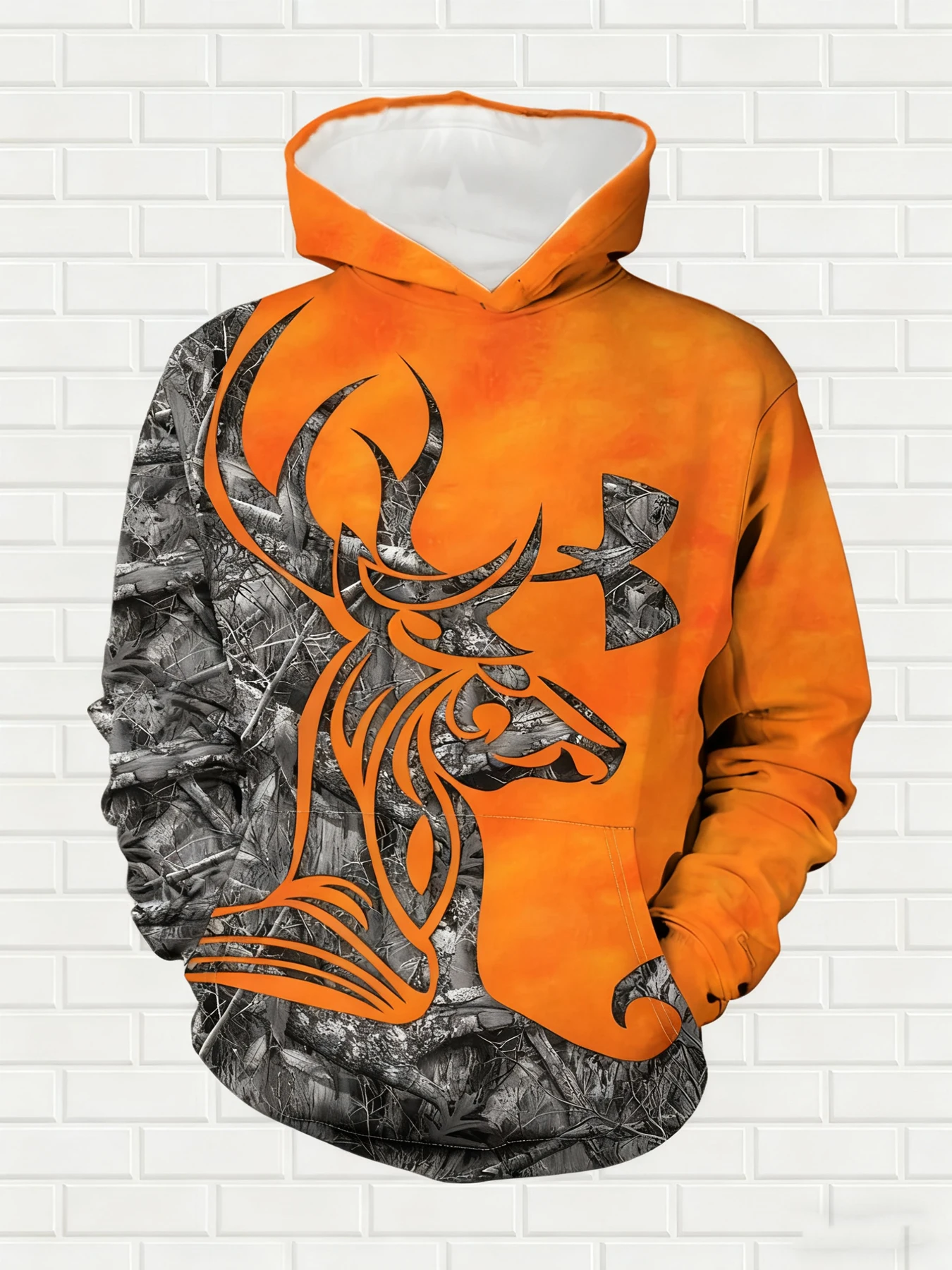 جديد وصول عارضة الشتاء الخريف الغزلان 3D مطبوعة هوديي وسراويل مجموعة رياضية 2 قطعة مجموعة ملابس رياضية الرجال الملابس البدلة