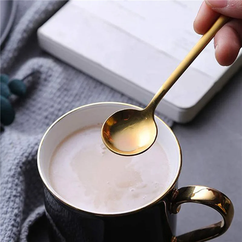 ABFI Stainless Steel 40 Pcs Espresso Spoons Teaspoons For Coffee Sugar Dessert Cake Ice Cream Soup Antipasto (Gold)
