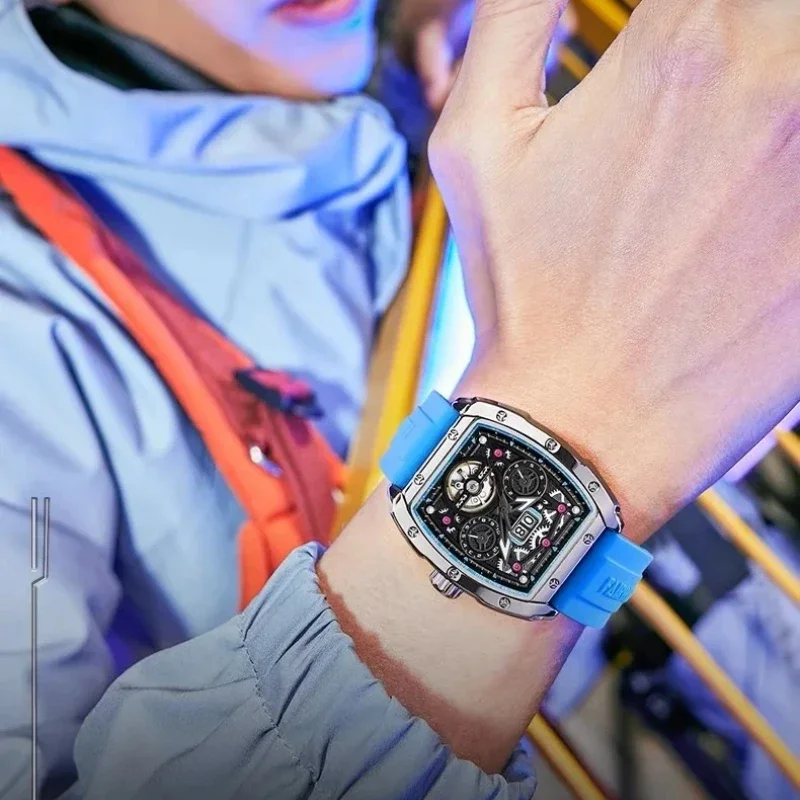 

Mark Fairwhale Luxury Watch 6430 Automatic Movement Mechanical Tourbillon Waterproof Luminous Rubber Men's Watch Reloj Hombre