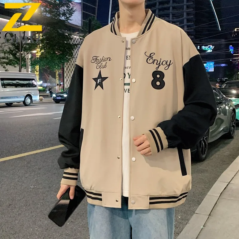 

COMXZ Men Coat Spring Autumn 2025 New Casual Baseball Workwear Trend Brand Loose Fit American Embroidered Handsome Sports Jacket