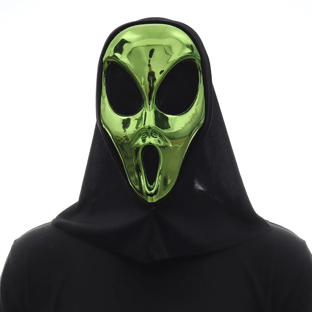 Máscara de OVNI alienígena verde, casco de plástico de monstruo alienígenas, disfraz de Halloween, Carnaval, mascarada, fiesta, accesorios de disfraz para niños y adultos