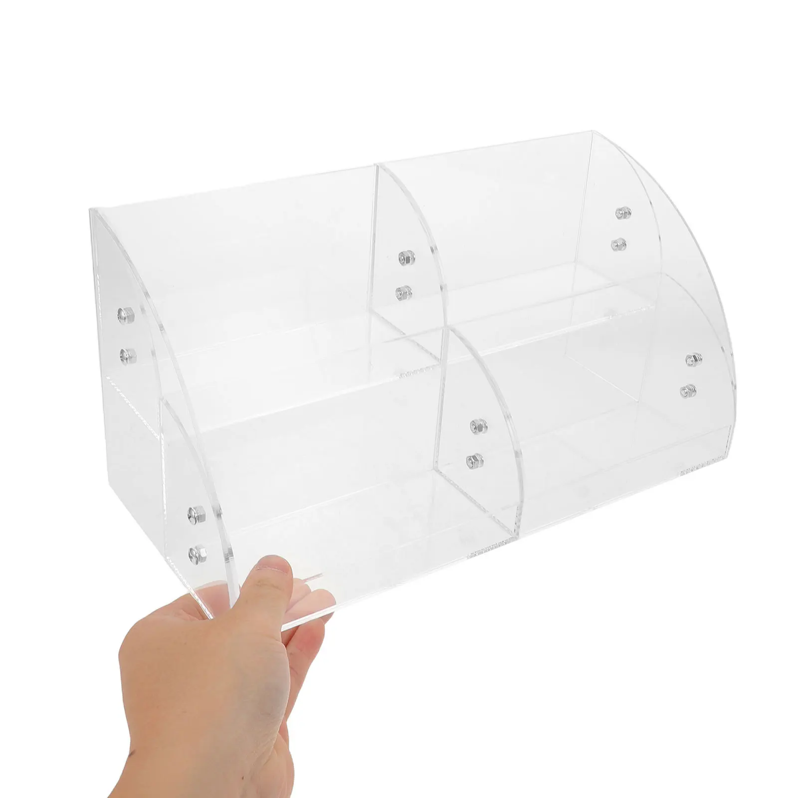 

Acrylic Makeup Organizer Box 2 Tier Transparent Facial Mask Storage Box Vanity Countertop Skincare Display Case Bathroom