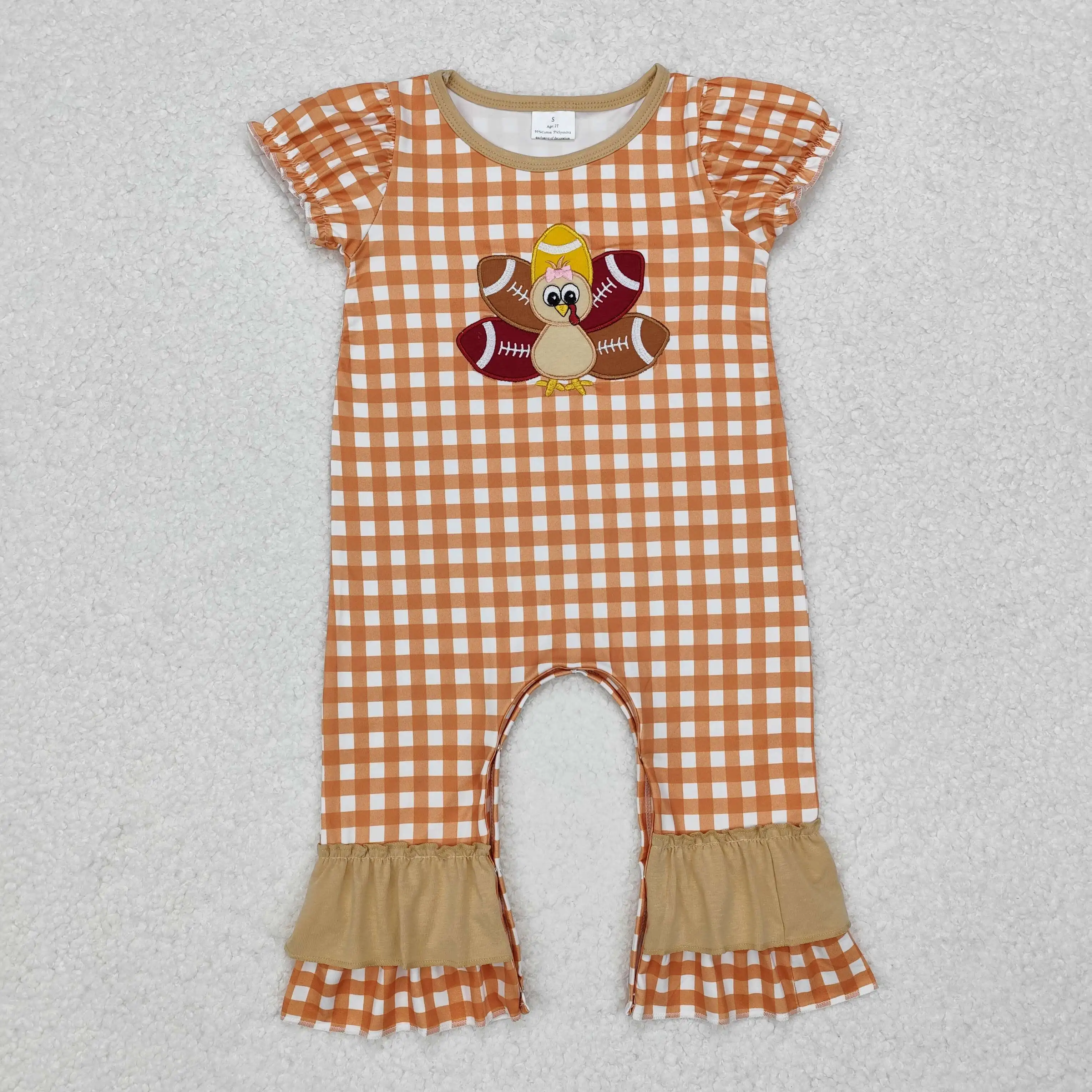 Wholesale Baby Boy Girl Thanksgiving Turkey Sibling Romper Kids Children One-piece Newborn Embroidery Clothing Toddler Jumpsuit