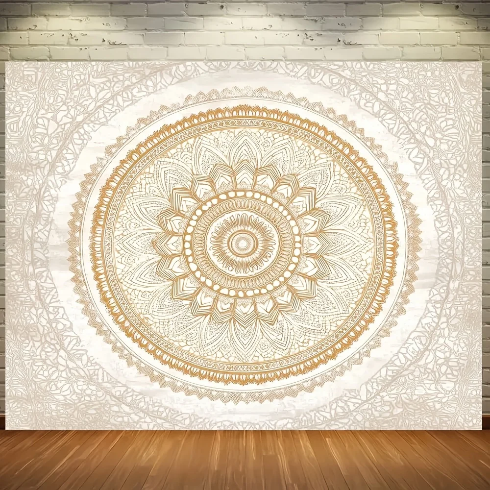 Elegant Gold Mandala Tapestry Boho Chic Wall Decor for Bedroom Living Room Meditation Space Spiritual Art Hanging Serene Design