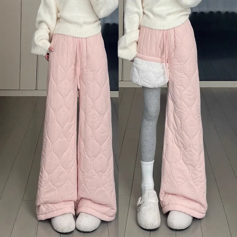 Wintersamt verdickte winddichte und warme Oberbekleidung Skifahren lässige gerade Beinhose mit weitem Bein