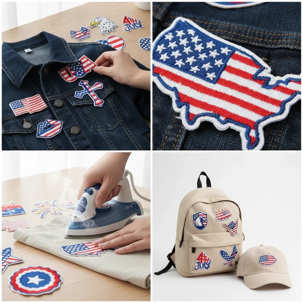 

American National Day Cake Embroidery Cloth Sticker Bag Decoration Patch Sticker Independence Day Love Eagle Computer Embroidery