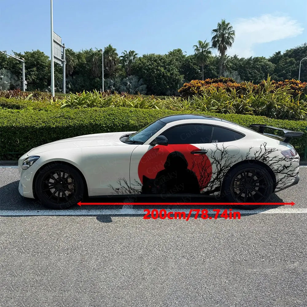 2pcs Moonlit Lone Shadow Wolf Car Side Wrap, Self-Adhesive PVC Waterproof & Scratch-Resistant Stickers, Car Accessory Gift