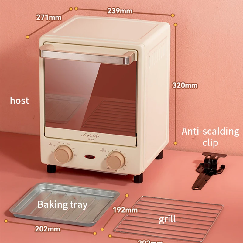 KONKA 미니 수직 전기 오븐, 3 층, 귀여운 베이킹 위치, 다기능 오븐, 방폭 안전 전기 오븐, 12L