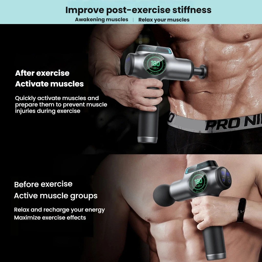 Deep Tissue Massage Gun 99 Speed Adjustable with 8 Attachments for Neck Back Body Muscle Pain Relief - View 3