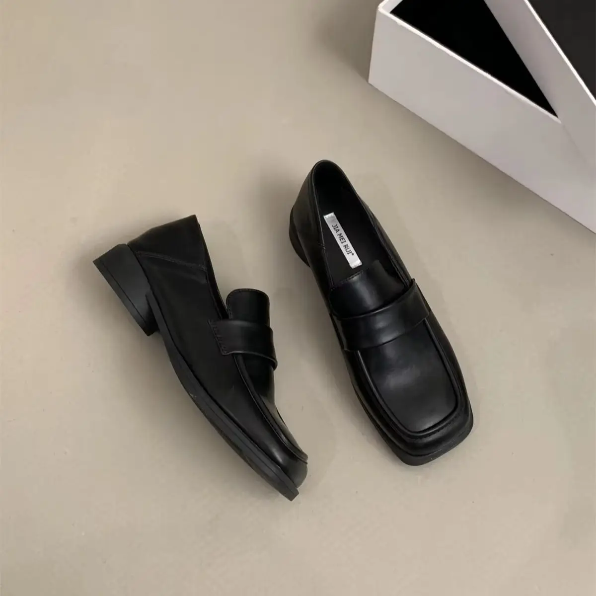 Casual Driving Penny Loafers Shoes Thick Heel Slip-On Shoes for Women Retro Worker Shoes British Style Pumps Zapatos De Mujer