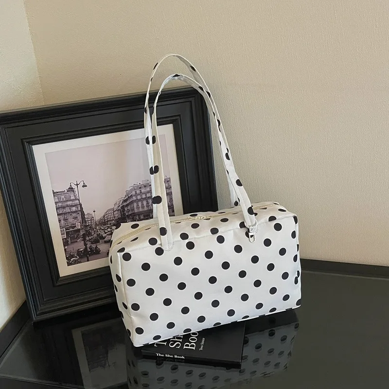 Large Capacity Commuting Shoulder Bag Korean Style Casual Fashion Boston Bag New Women handbag Color Blocked Dot Tote Bag