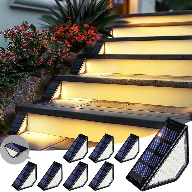 Solar Deck Lights Fence Lights Outdoor Step Lights Waterproof Solar Lights for Railing Stairs Step Fence Yard Patio and Pathway