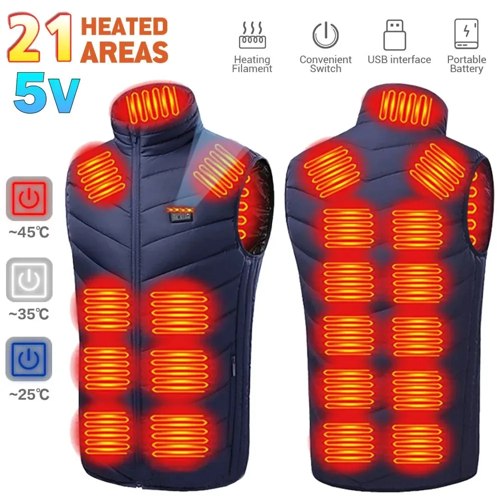 

21 Areas Men Electric Heating Vest Heated Vest USB Heated Jacket Heated Vest Women Heated Bodywarmer Heated Down Jacket Winter