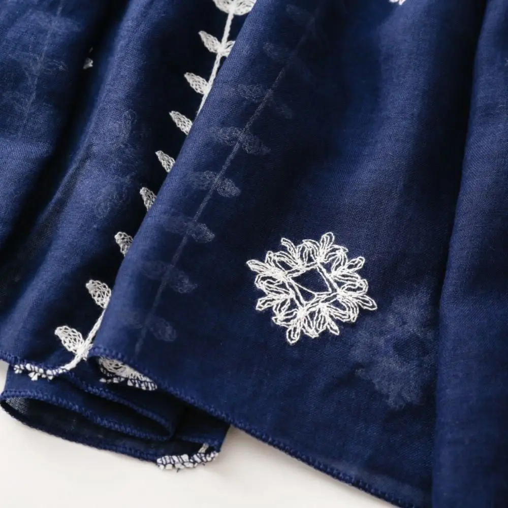 

Simple Long Embroidery Flower Scarf Large Yarn Printed Silk Scarf Cotton Solid Color Print Scarves Outdoor
