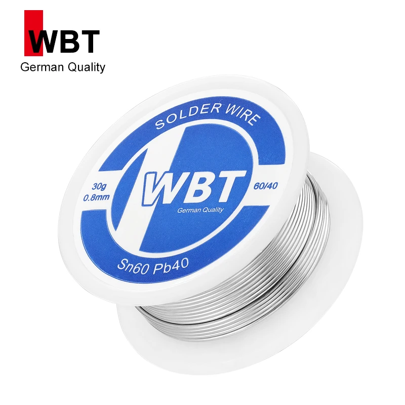 Germany WBT Solder Wire 0.8mm Sn60Pb40 Rosin Core Flux 30g Welding Soldering No-clean High Quality for Electrical Repair