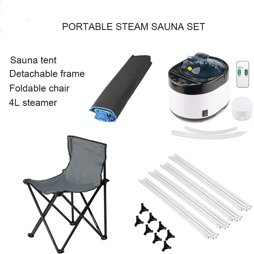 Full Size Portable Steam Sauna Kit,Full Body Sauna Spa 4 Liters 1500 Watt Steamer, Remote Control, Timer, Foldable Chair