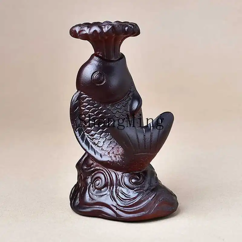 

CL carp resin ornament crystal ball base raw ore crystal cluster bracket strange stone display stand home small fish decoration