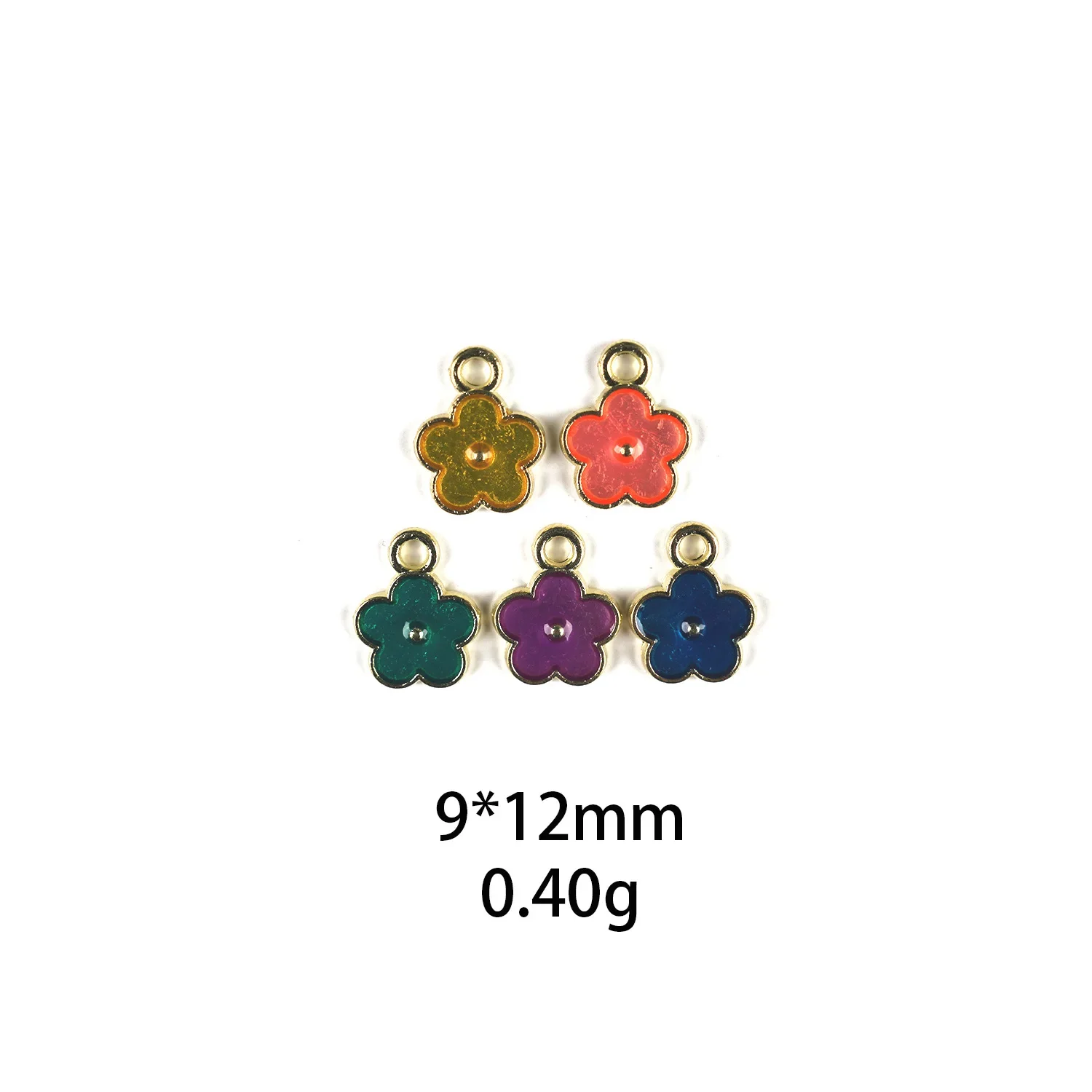 10pcs Symmetrical Flower Charms Orange Green Purple Blue Yellow DIY Enamel Metal Pendants for Bracelet Earrings Jewelry Making