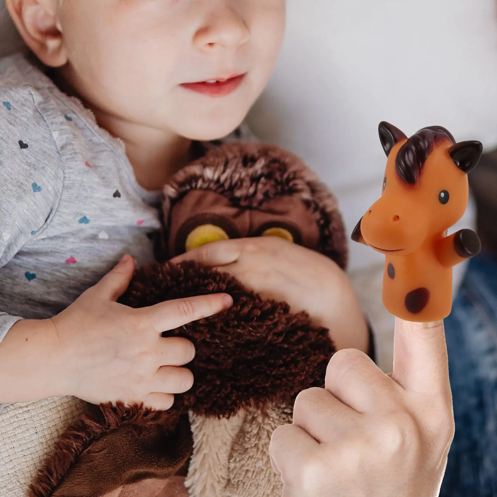 Juego de dedos para niños y bebés, juguetes de baño de PVC de 5 animales de granja, muñeca de mano, juguetes educativos tempranos (C)