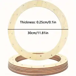 6pcs 12 Inch Unpainted Wooden Wreath Rings Crafts Hanging Floral Hoop Garland Wood Wreath Frames For Home Decor (16 Holes)
