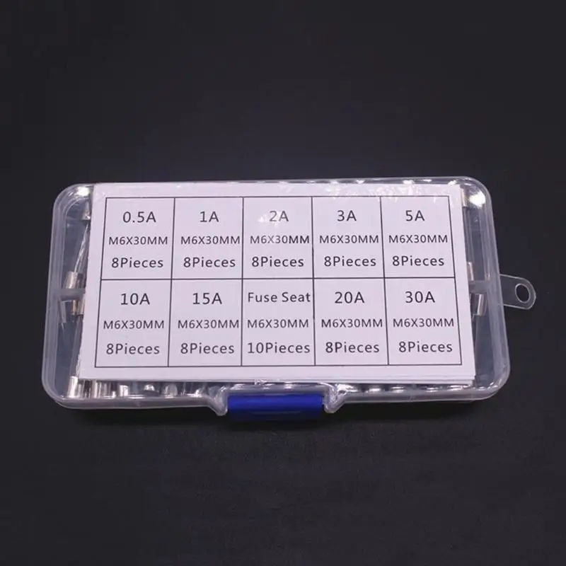 652F 9 Values 72pcs 6x30mm Fast Blow Glass Tube 0.5A/1/2A/3A/5A/10A/15A/20A/30A