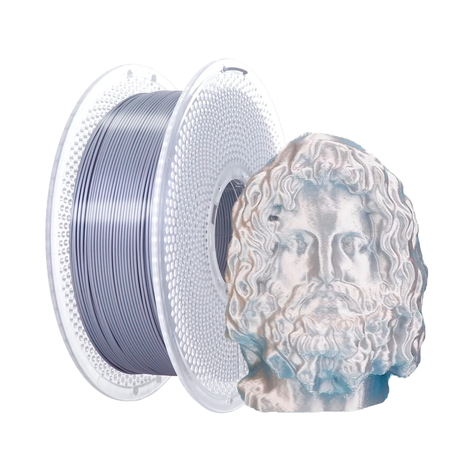 

Блестящая серебряная шелковая нить PLA 1,75 мм, 1 кг: прецизионный материал для Bambu Lab, Creality, Anycubic 3D-печати