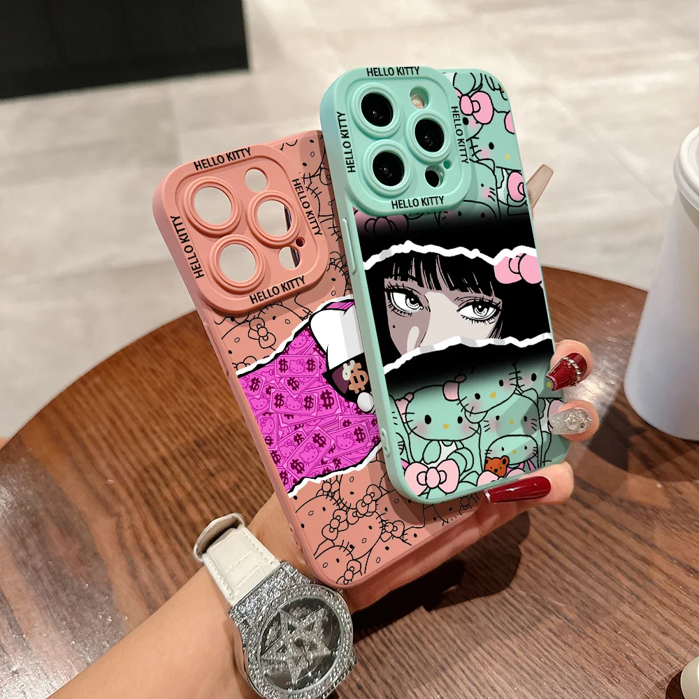 Sanrioes Hellos Kittys Dollar Pupil Full Screen Phone Case For iPhone 16 15 14 13 12 11 X XR Xs SE2 SE 8 7 Plus Pro Max Mini image 3