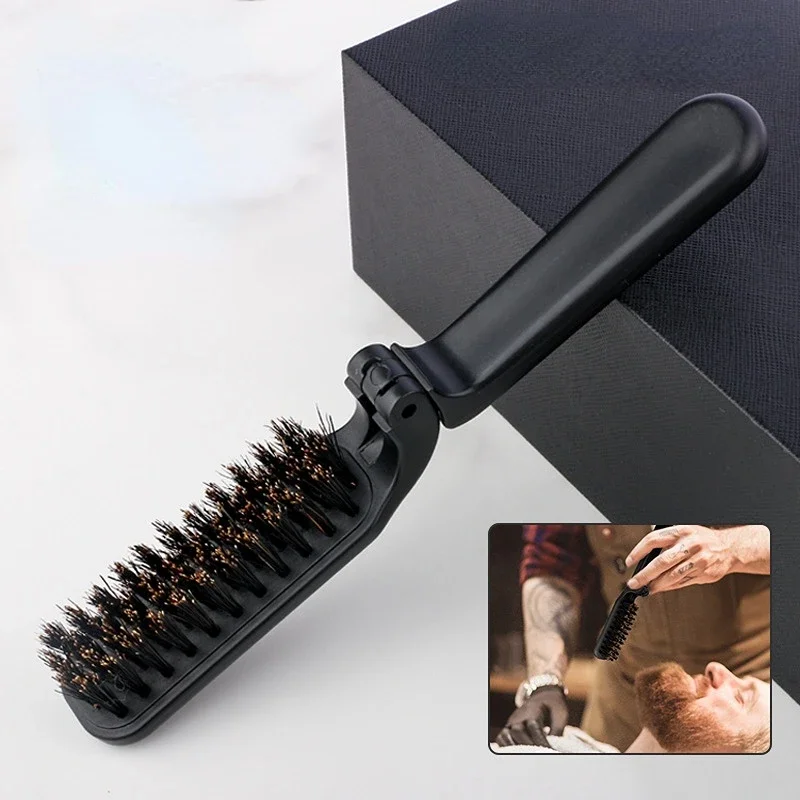 

Folding Hair Brush Boar Bristle Hair Comb Portable Travel Straighten Pocket Mustache Brush Collapsable Pocket Hair Brush For Men