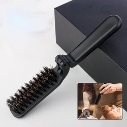 Folding Hair Brush Boar Bristle Hair Comb Portable Travel Straighten Pocket Mustache Brush Collapsable Pocket Hair Brush For Men