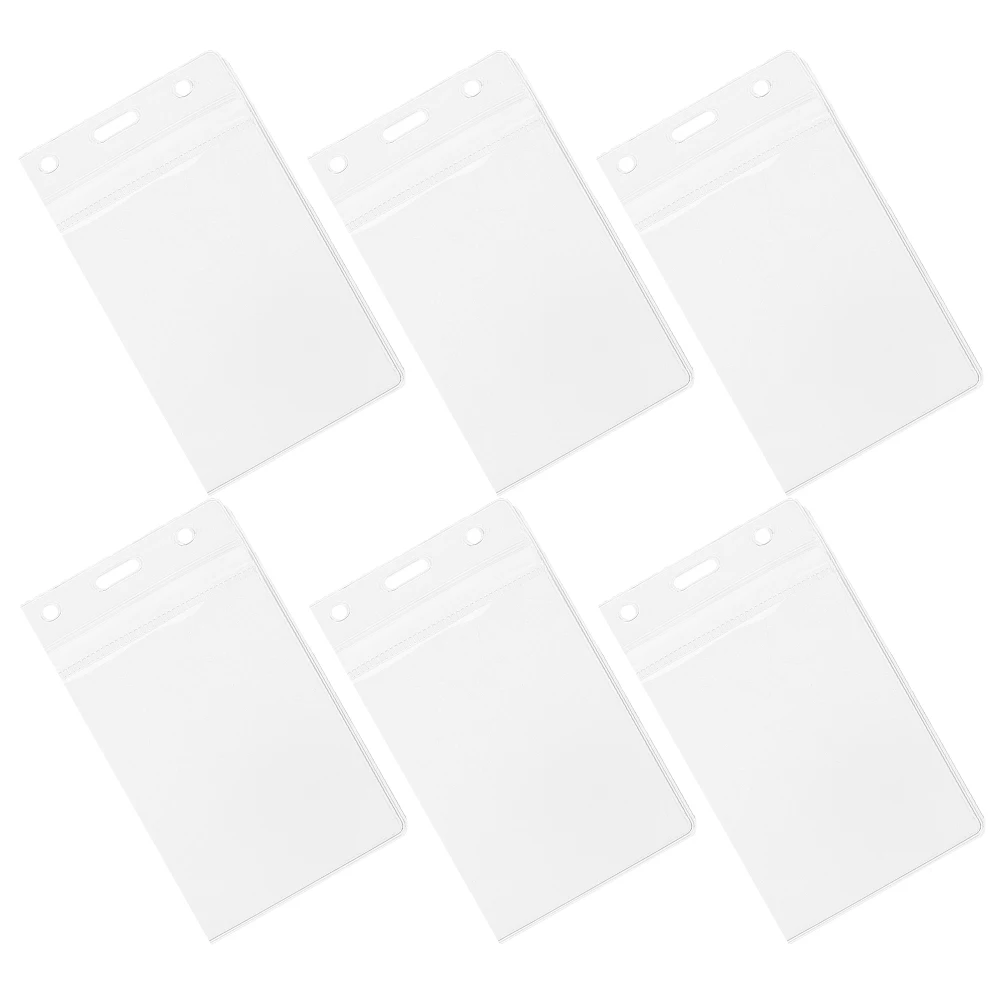 

6pcs Waterproof Card Holder Clear Pvc Badge Sleeve For Id Work Student Cards Plastic Name Badge Cover Card Sleeves