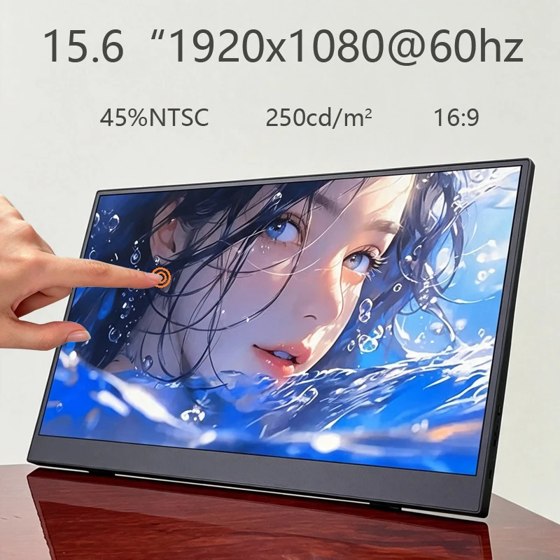 15.6-Inch Touch Portable Mobile Monitor,1920x1080,60hz Second Screen for Laptops, Suitable for Mac, Xbox, PS4/5, Switch