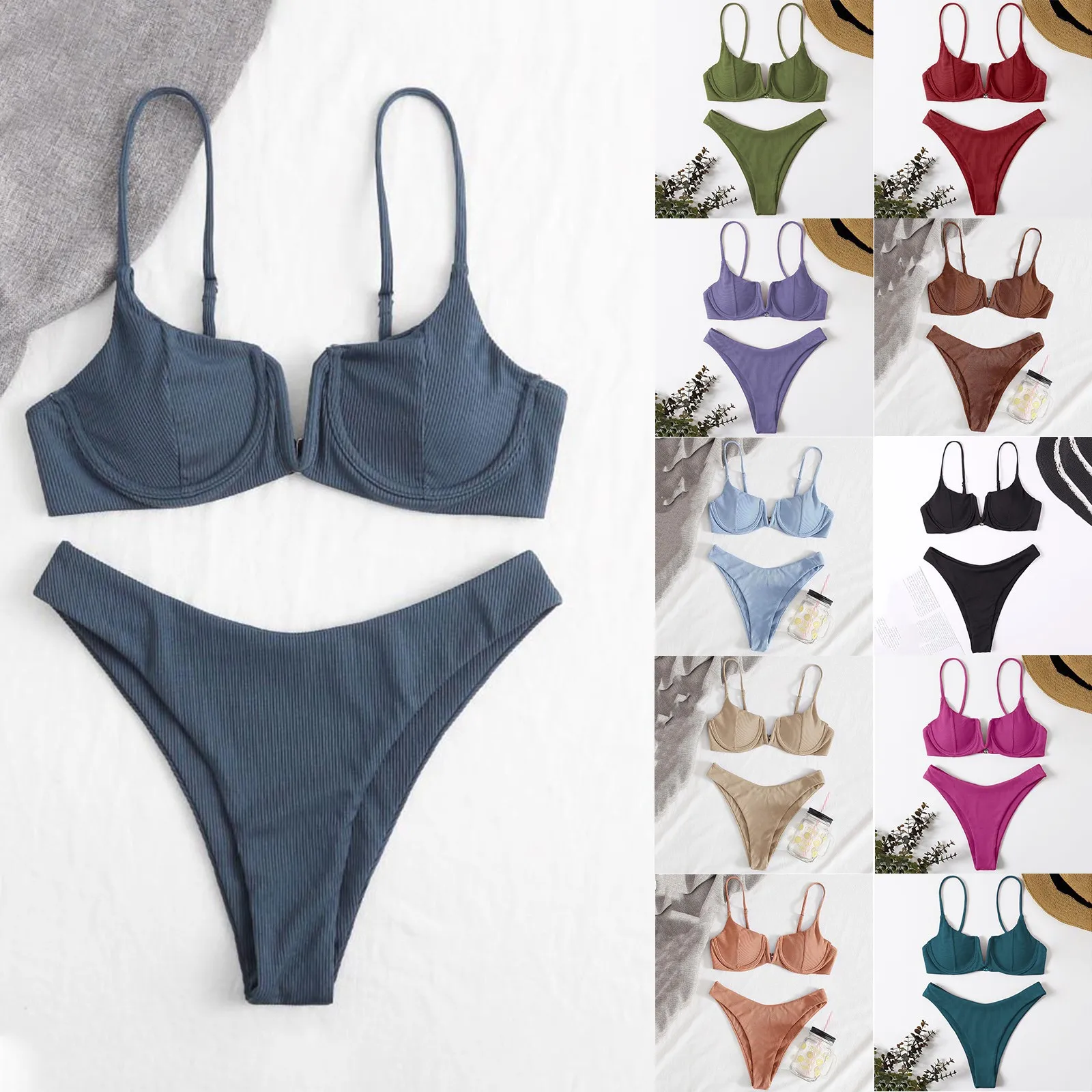 Sexy Bikini 2024 Summer Swimwear Women Two Pieces Swimsuit Push Up Bikini Set Brazilian Bathing Suit Beachwear Swimming Suit