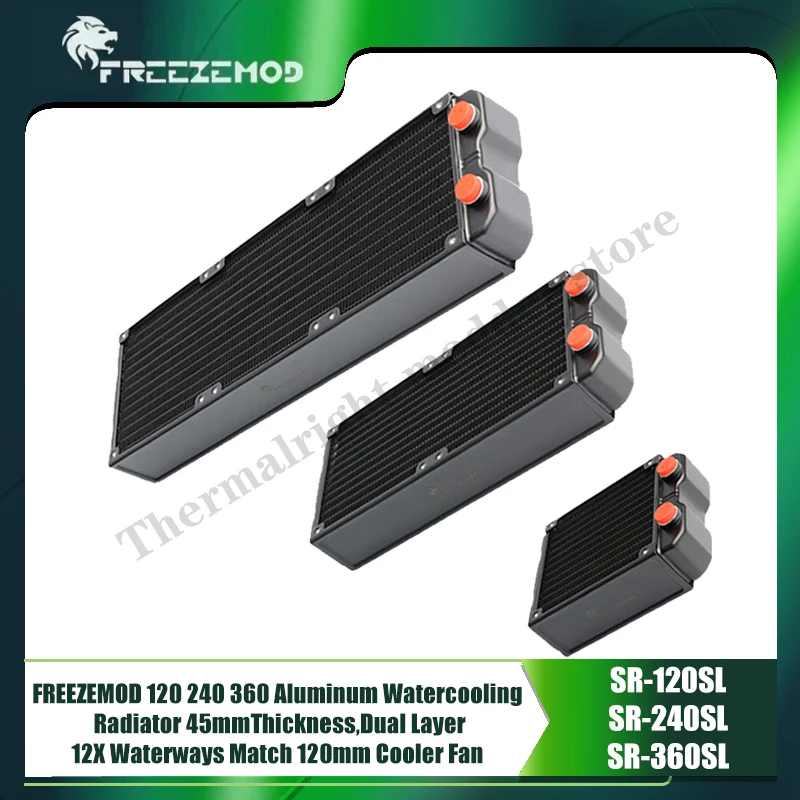 

45mm Thick PC Water Cooling Aluminum Radiator Multi-Channels ,120mm 240mm 360mm Double-Deck Heatsink For 12cm 120mm Fans