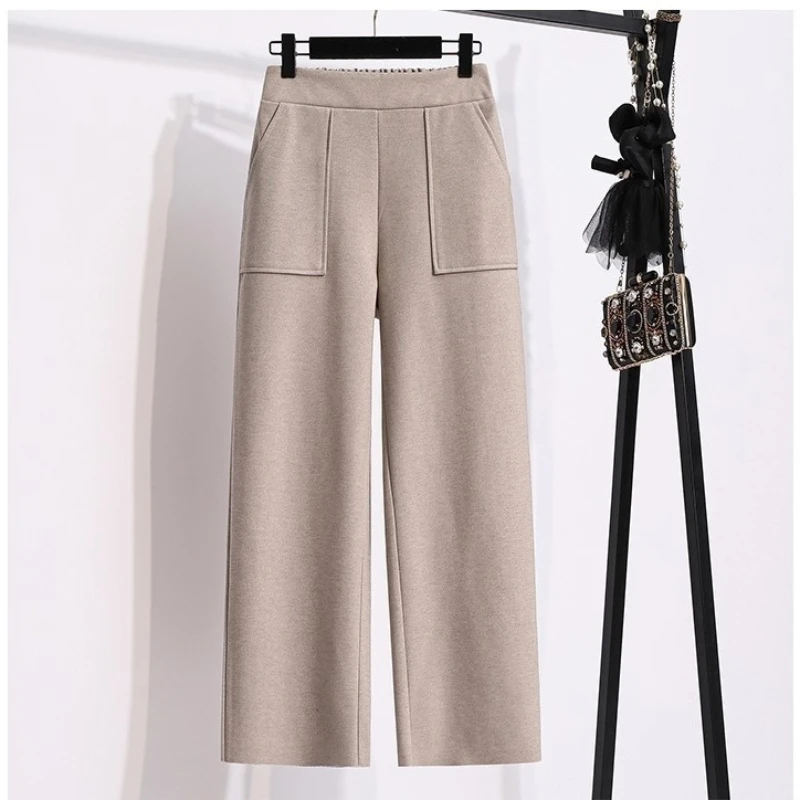 2022 New Autumn and Winter Korean Fashion Casual Crew Neck Sweater Slim High Waist Thick Woolen Pants Two Piece Set