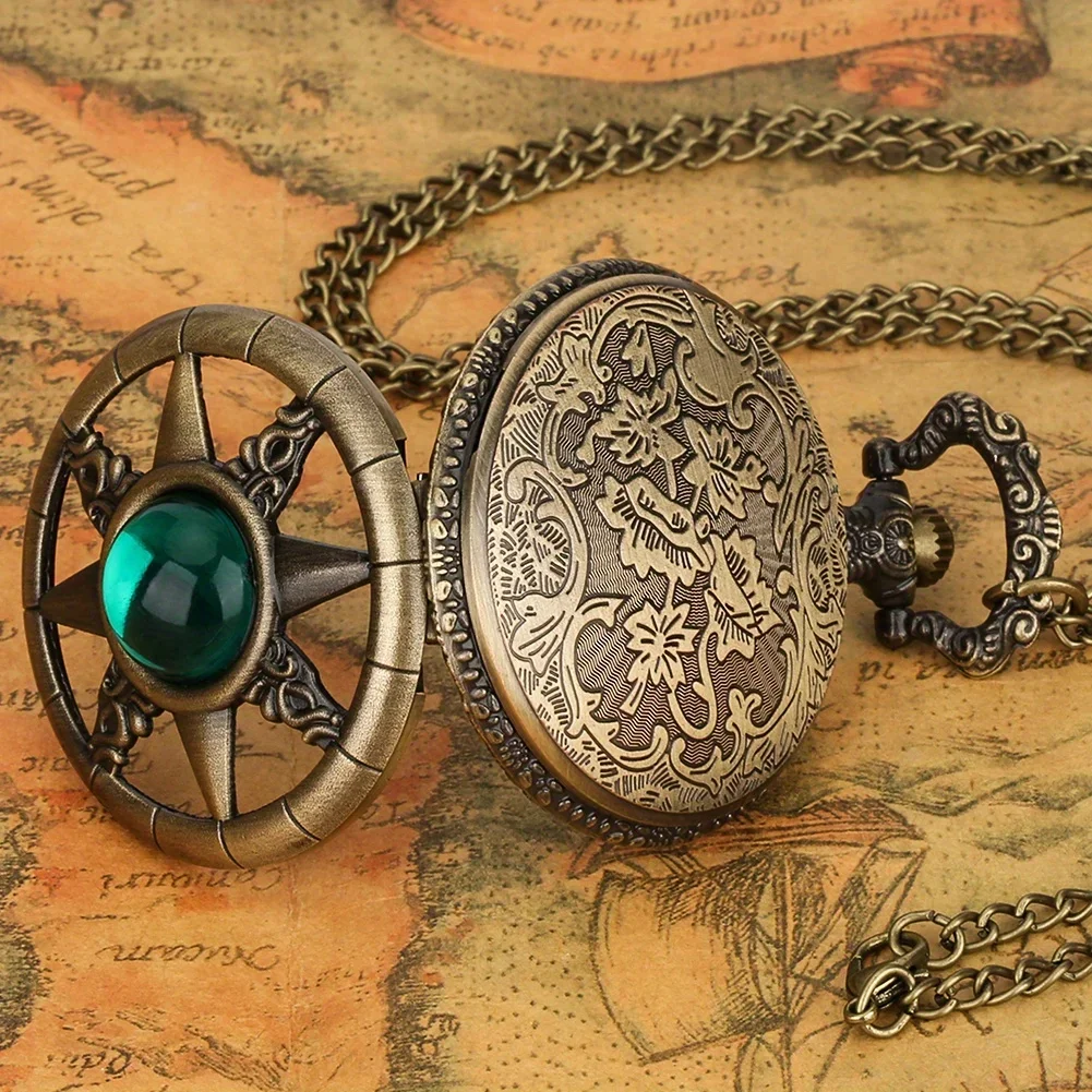 Y2K Cartoon Anime Round Pointer Quartz Watch Vintage Rhinestone Cosplay Necklace Chain Watch For Women Men Collector Gift