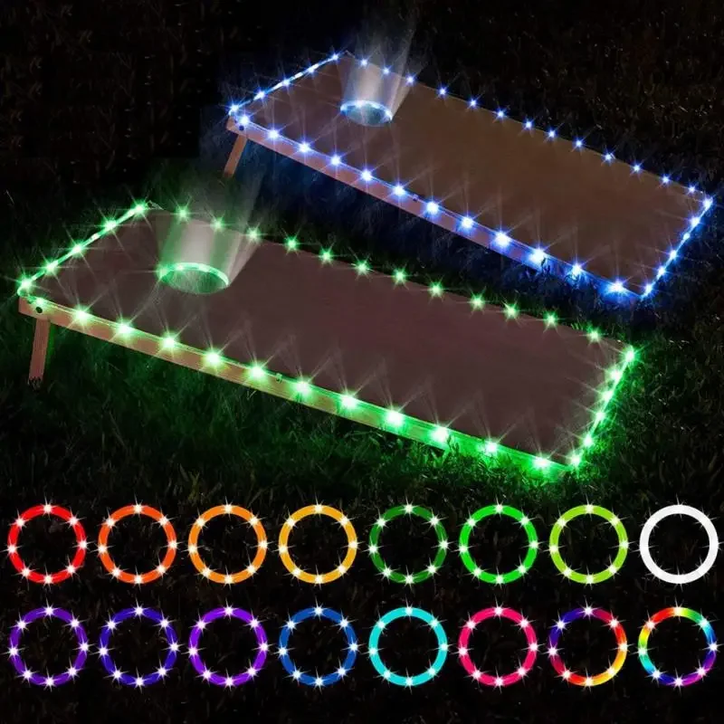 

Светодиодная лампа Rgb с дистанционным управлением, меняющая цвет, прочная водонепроницаемая, для кукурузной доски, кукурузное отверстие, светодиодное освещение, кольцо, строка, коридор 16 футов