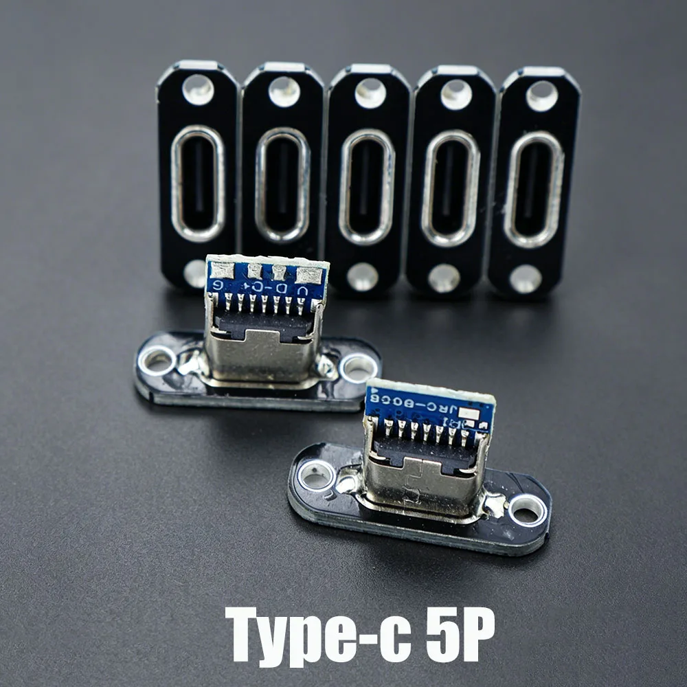 Type-C Female With Fixed Board 5P 6P Welding Charging Port Connector For 3C Industry Of Mobile Communication Equipment