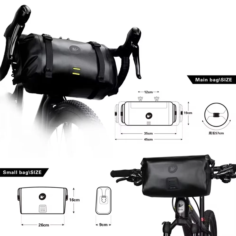 Bicycle Bag Waterproof Big Capacity Handlebar Bag 1 or 2-piece Front Tube Cycling Bag MTB Frame Trunk Bike Accessories