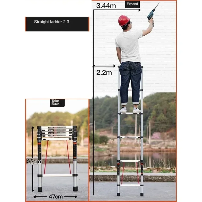 

-Modern Aluminum Alloy Step Ladders for Home Telescopic Folding Ladder Light Luxury Kitchen Multifunctional Engineering Staircas